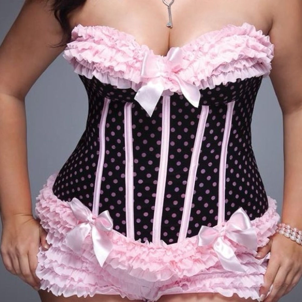 ISO coquette pink polka dot bustier corset